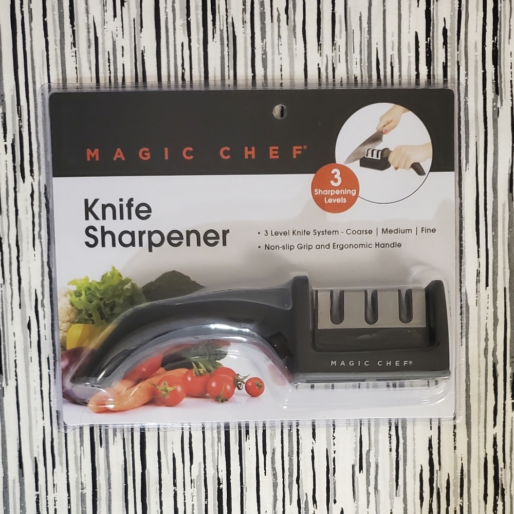 Magic Chef 3 Level Knife System Sharpener with Non Slip Grip & Ergonomic Handle
